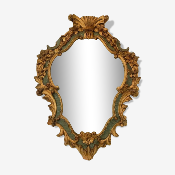 Venetian style mirror in patinated and gilded carved wood XX century