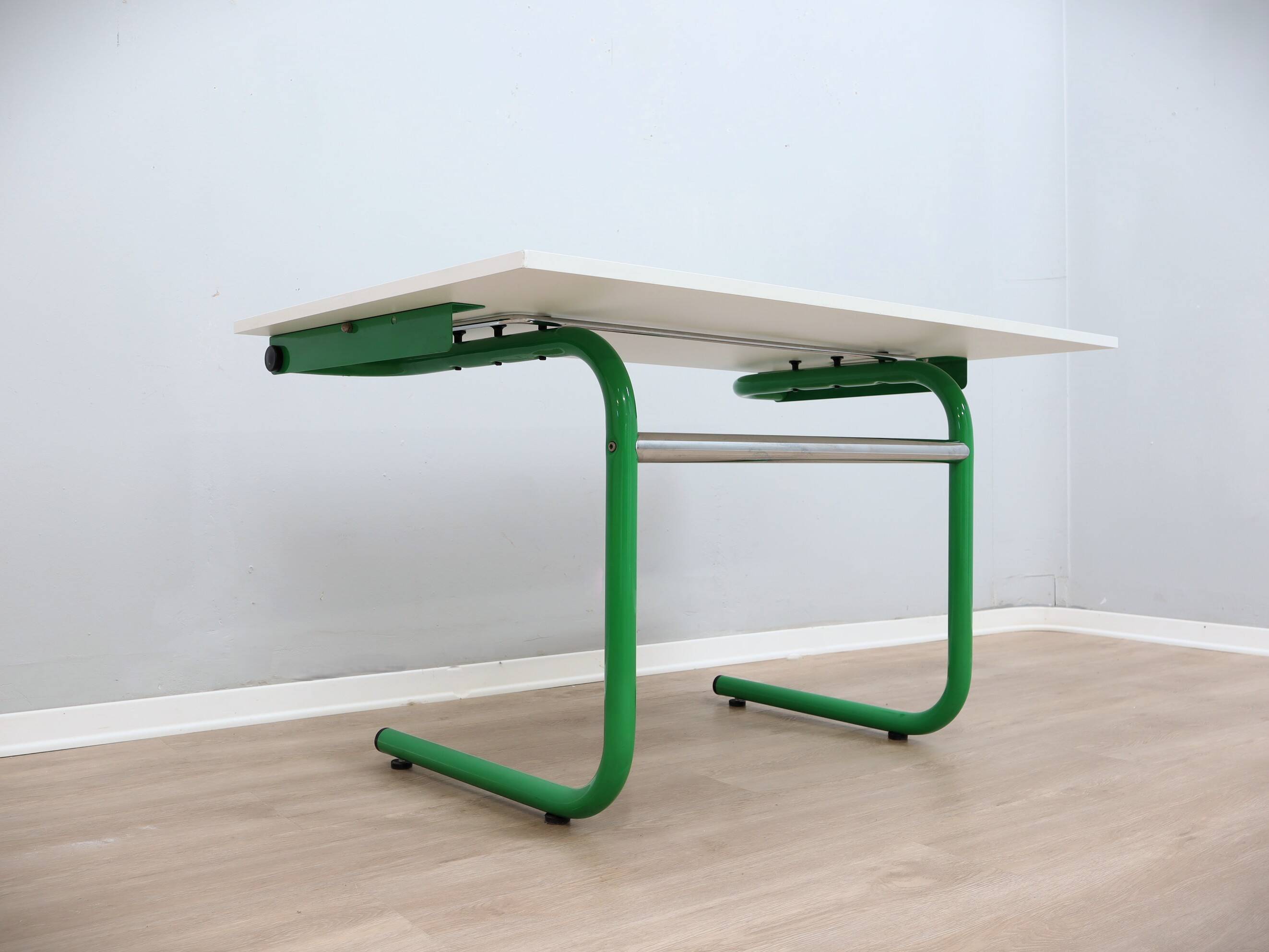1960s Bieffeplast vintage green metal frame desk