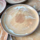 Set of 9 flat plates in artisanal sandstone 70s