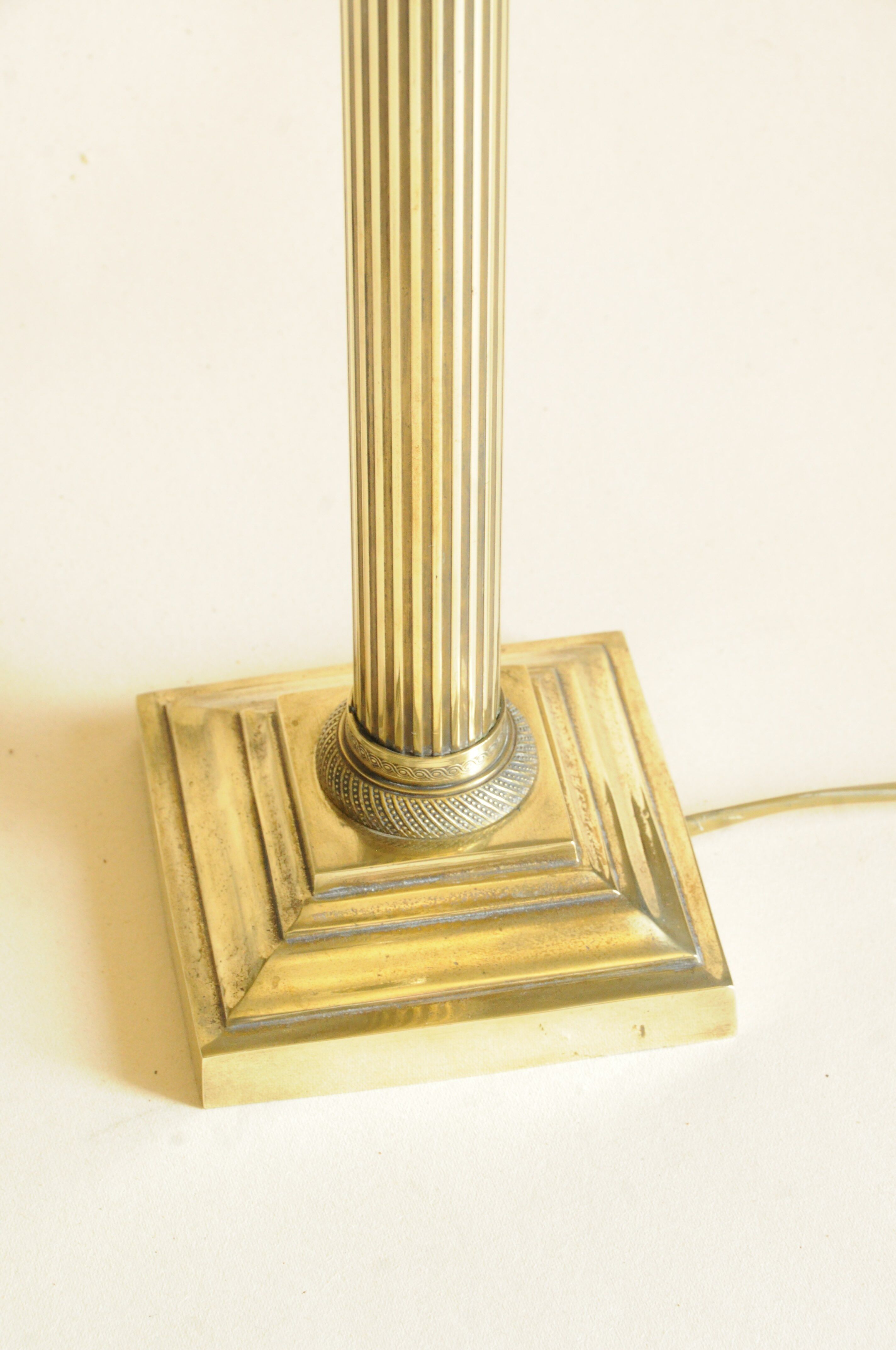 Vintage Lamp Base - Fluted Brass Column - 20th Century Neoclassical Style