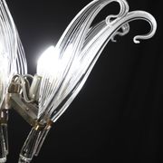 Extraordinary Large Transparent Murano Glass Leaves Chandelier by Franco Lu