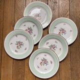6 Amandinoise half-porcelain flat plates with mint flowers