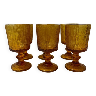 Set of 6 amber glasses