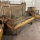 Pair of corner armchairs and an Orientalist bench in carved and polychrome wood from around 1900.