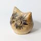 Small stoneware owl, vintage 1970, speckled glaze, signed