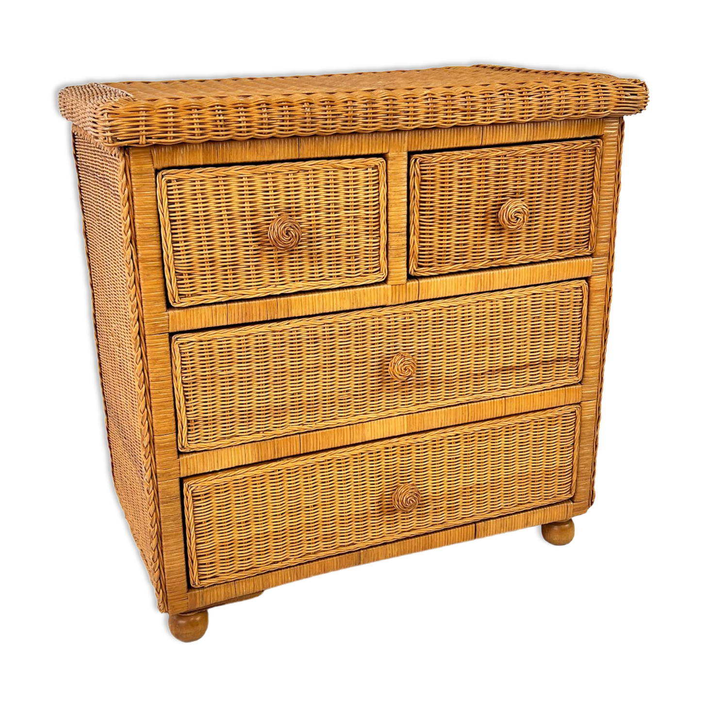 Vintage rattan chest of drawers 1970s