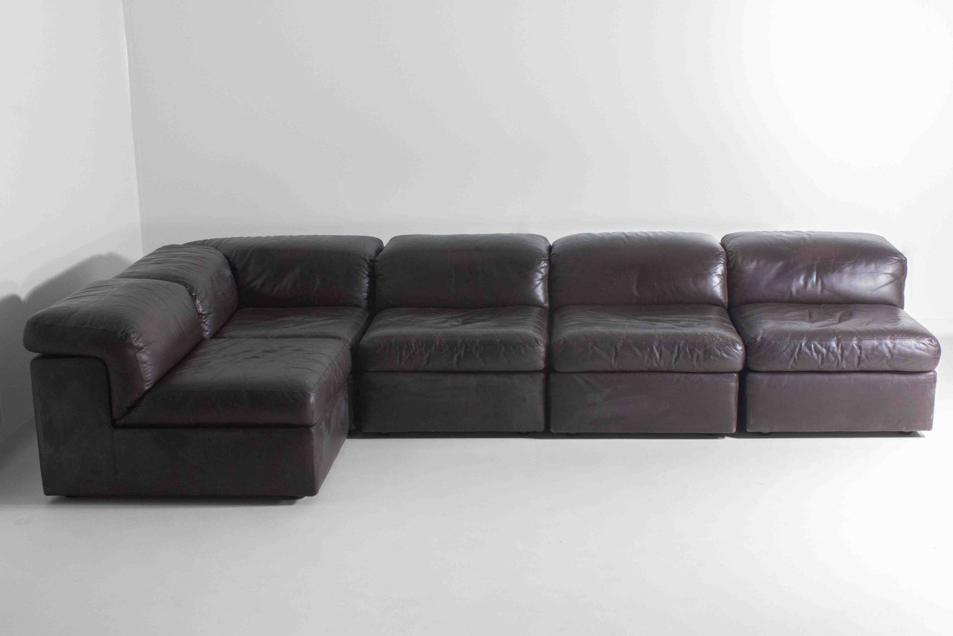 Ensemble de canapés modulaires Durlet modèle 'Jeep' en cuir, 1970