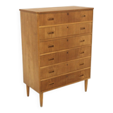 Commode scandinave "tallboy" en chêne, Suède, 1950