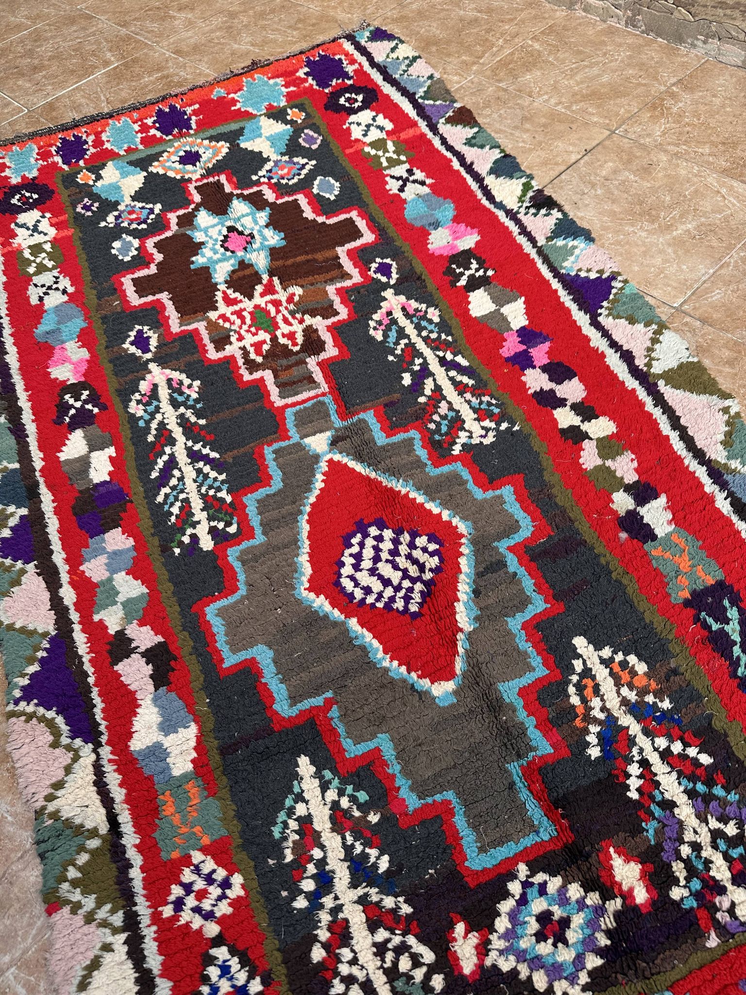 Tapis marocain vintage - Petit tapis Boujaad -  Tapis Boucharouit