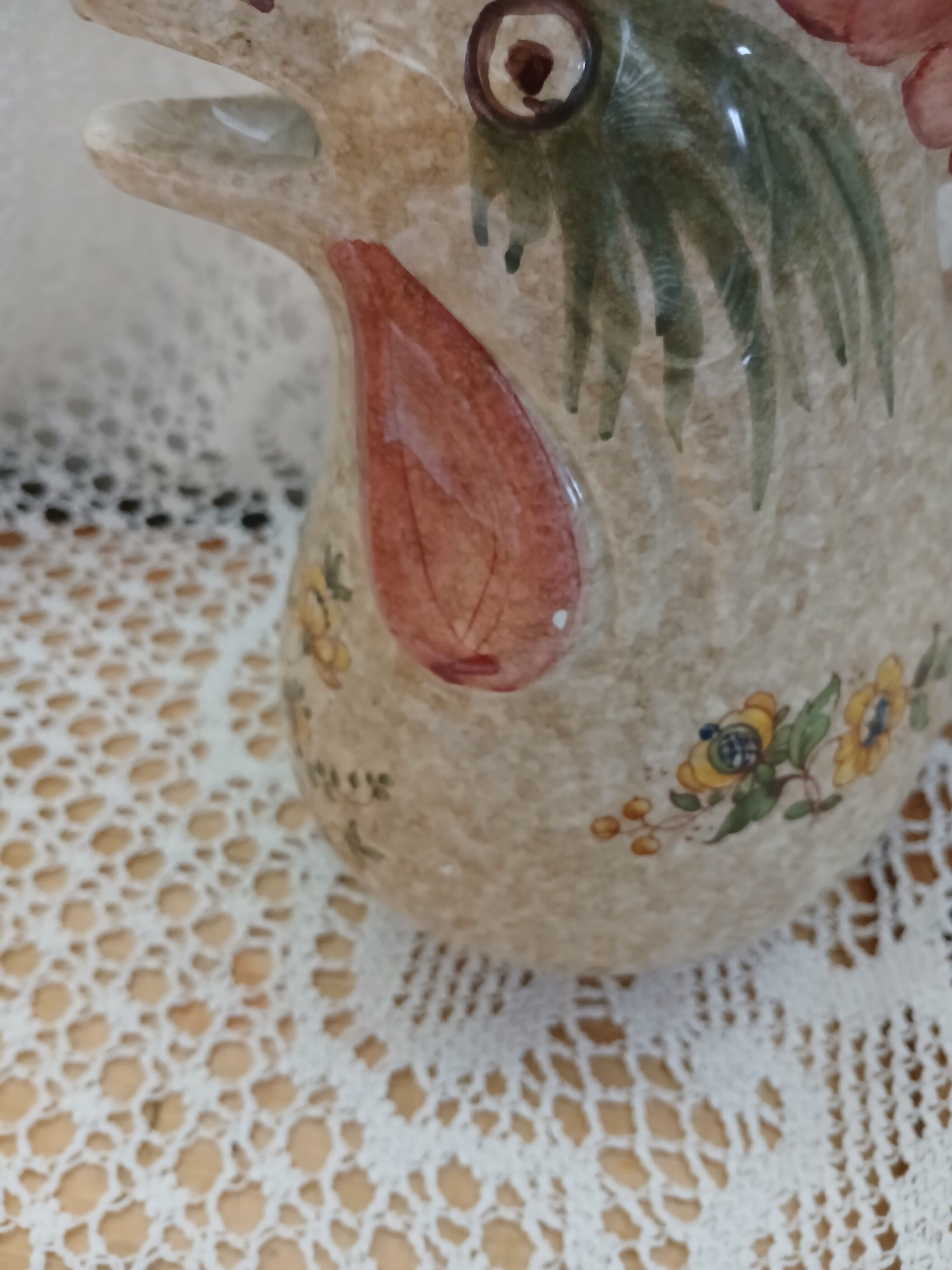 Jug / antique hand-painted rooster