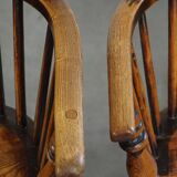 Set of 2 antique English highback Windsor dining chairs