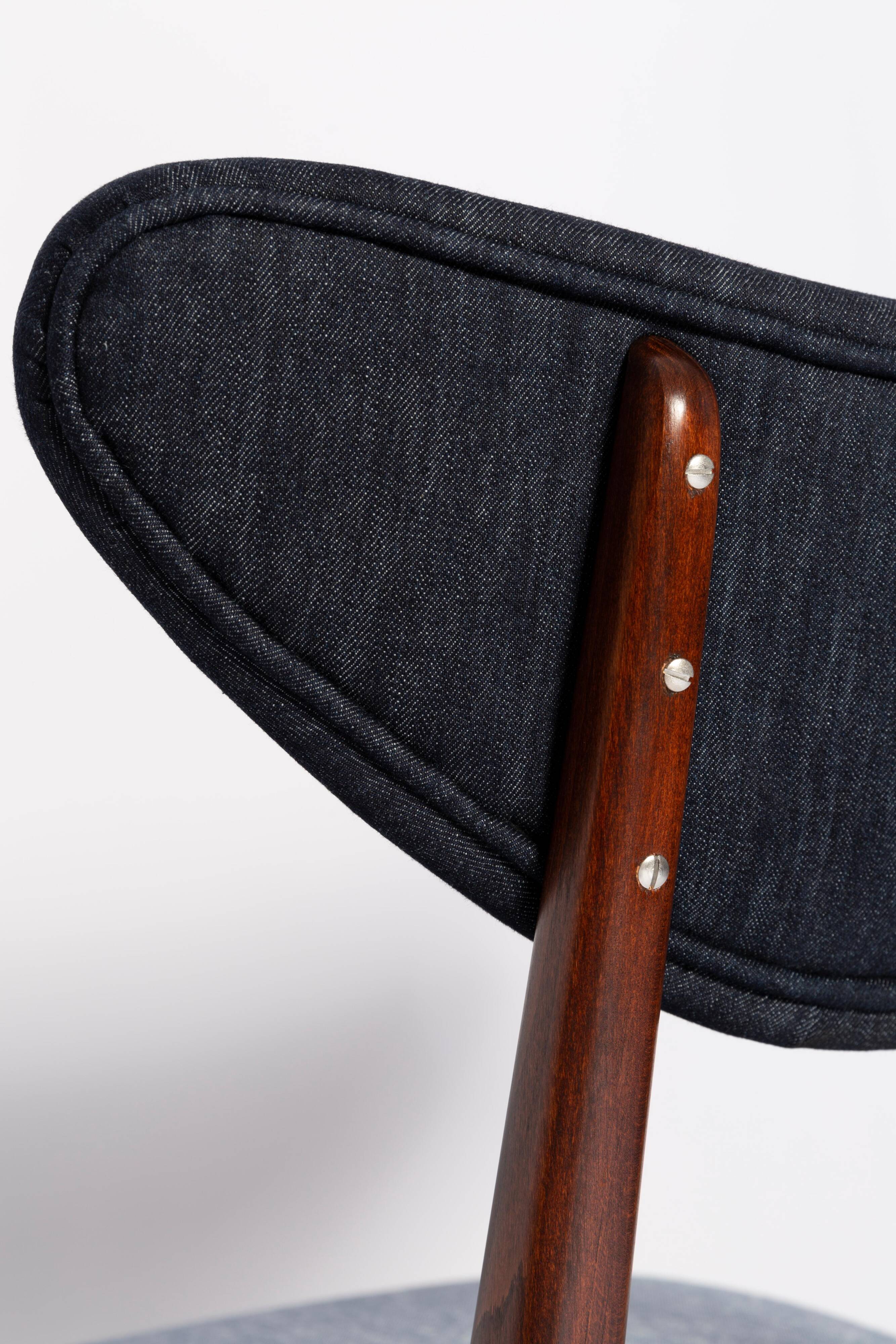 Heart-shaped chair in light blue and dark blue denim, Europe, 1960s
