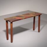 Console en cuivre et hêtre teinté Lorenzo Burchiellaro, Italie, années 1960