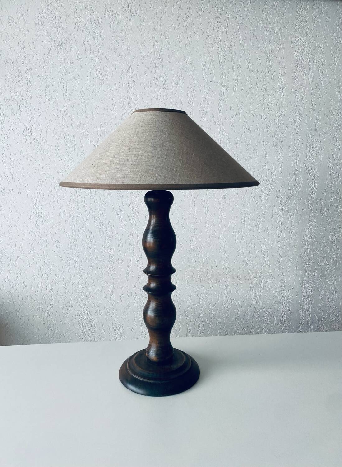 Turned wooden chalet lamp