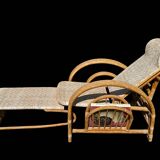 Vintage Rattan and Bamboo Chaise Longue from the 60s Italy