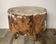 Tripod storage pouffe in wood and cowhide from the 60s-70s.