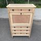 Secretary Louis XVI in stripped solid pine with a drop-down front and red leather, 1950.