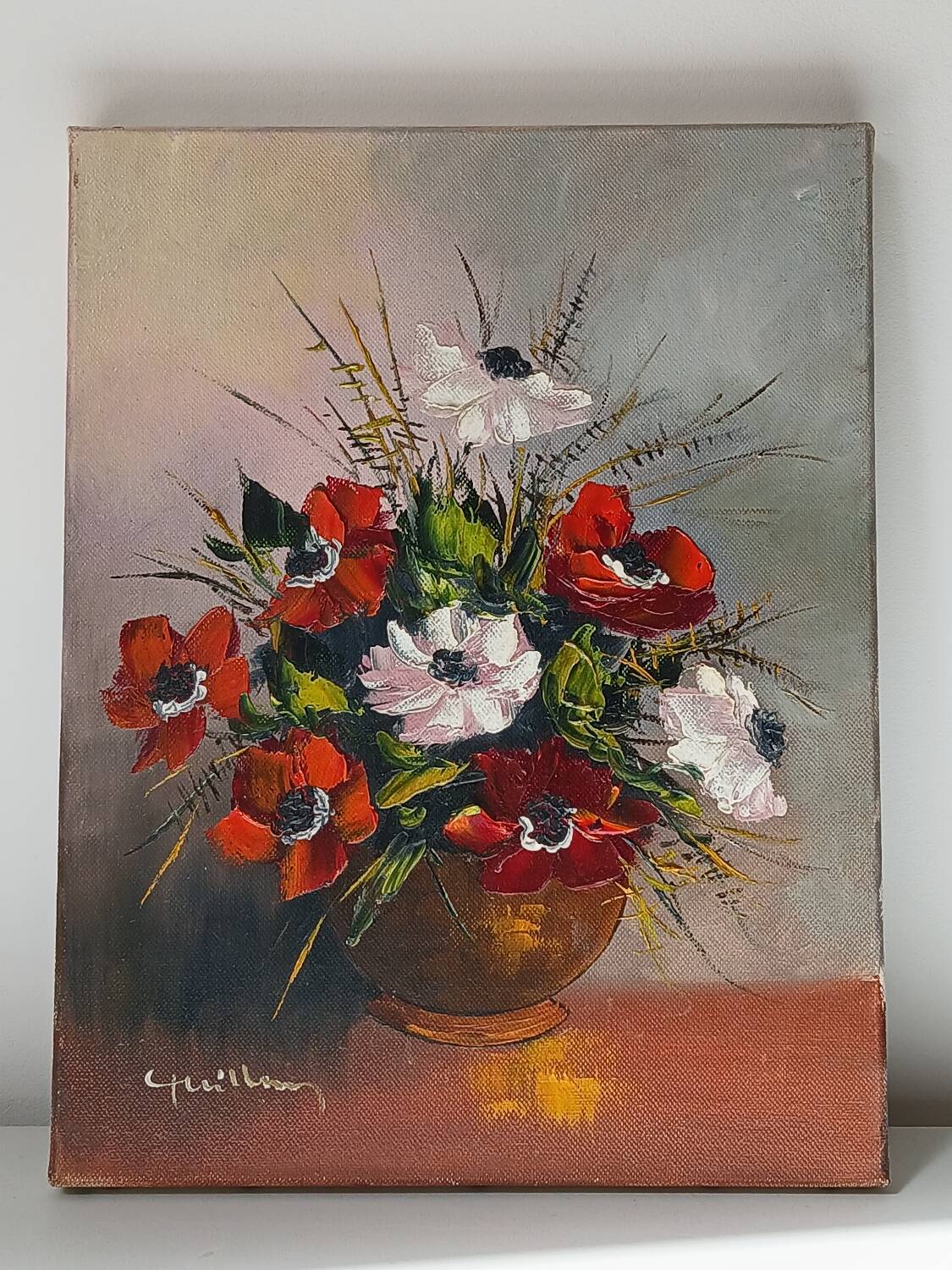 Painting bouquet of anemone flowers