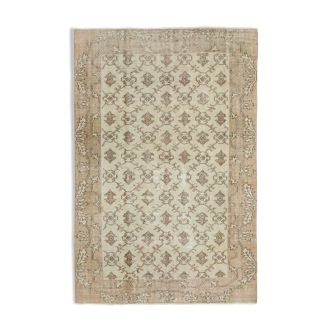 Tapis beige turc vintage noué à la main 200 cm x 291 cm - 36628