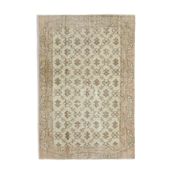 Tapis beige turc vintage noué à la main 200 cm x 291 cm - 36628