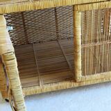 Vintage rattan serving table
