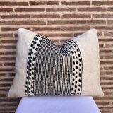 Housse de coussin rectangulaire berbère Zanfi - Fait main - 100 % laine