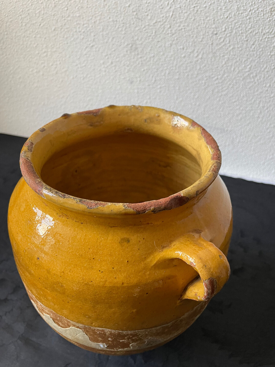 Old pot confit / fat glazed terracotta yellow southwest France