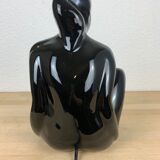 Black ceramic lamp and opal globe