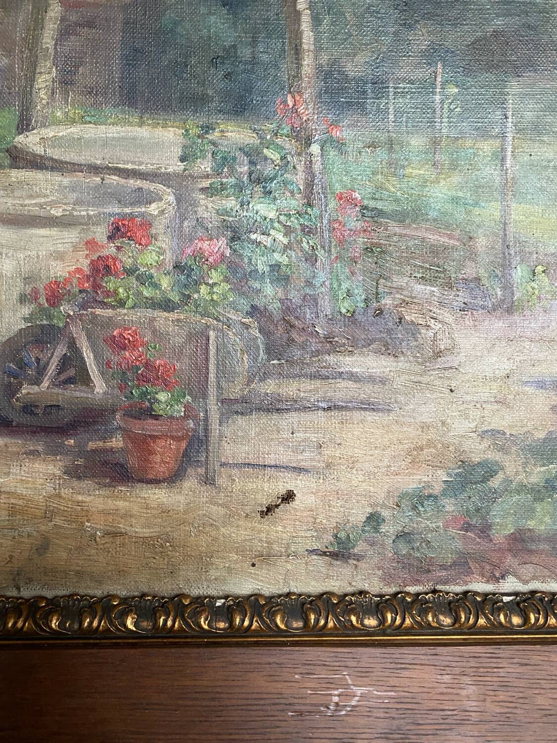 Oil on canvas signed old “Jardin”