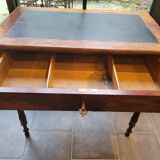 Side table with drawer and leather top