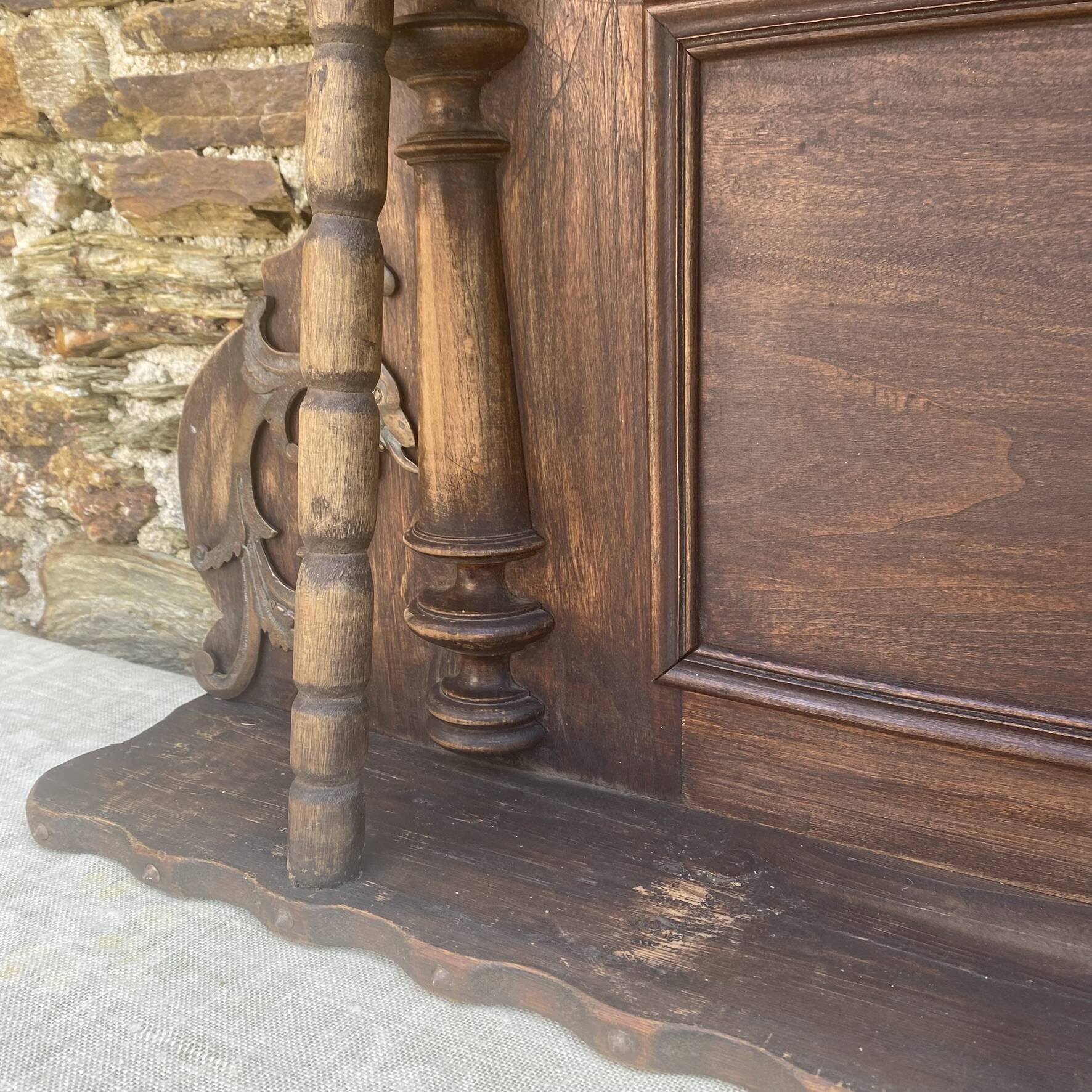 Large wall shelf with 2 wooden and brass shelves.