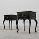 Pair of Louis XV Style Nightstands in Black Lacquered Oak, France, 1950s