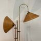 Bamboo rattan and brass pencil or split reed floor lamp, Italy 1980s