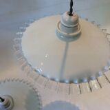 Duo of opaline hanging lamps