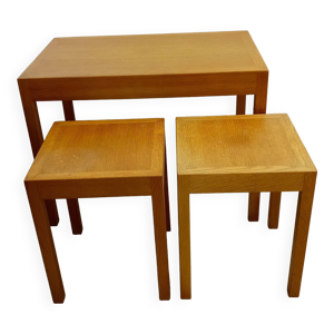 Tables gigognes rares en chêne par Hans Wegner pour Andreas Tuck