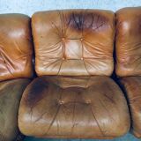 Mid-Century Modern Italian Leather Sectional Sofa by Ipe, Italy, 1970s, Set of 5