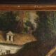 Ancient painting of a bucolic landscape, oil on canvas, Europe, 19th century.
