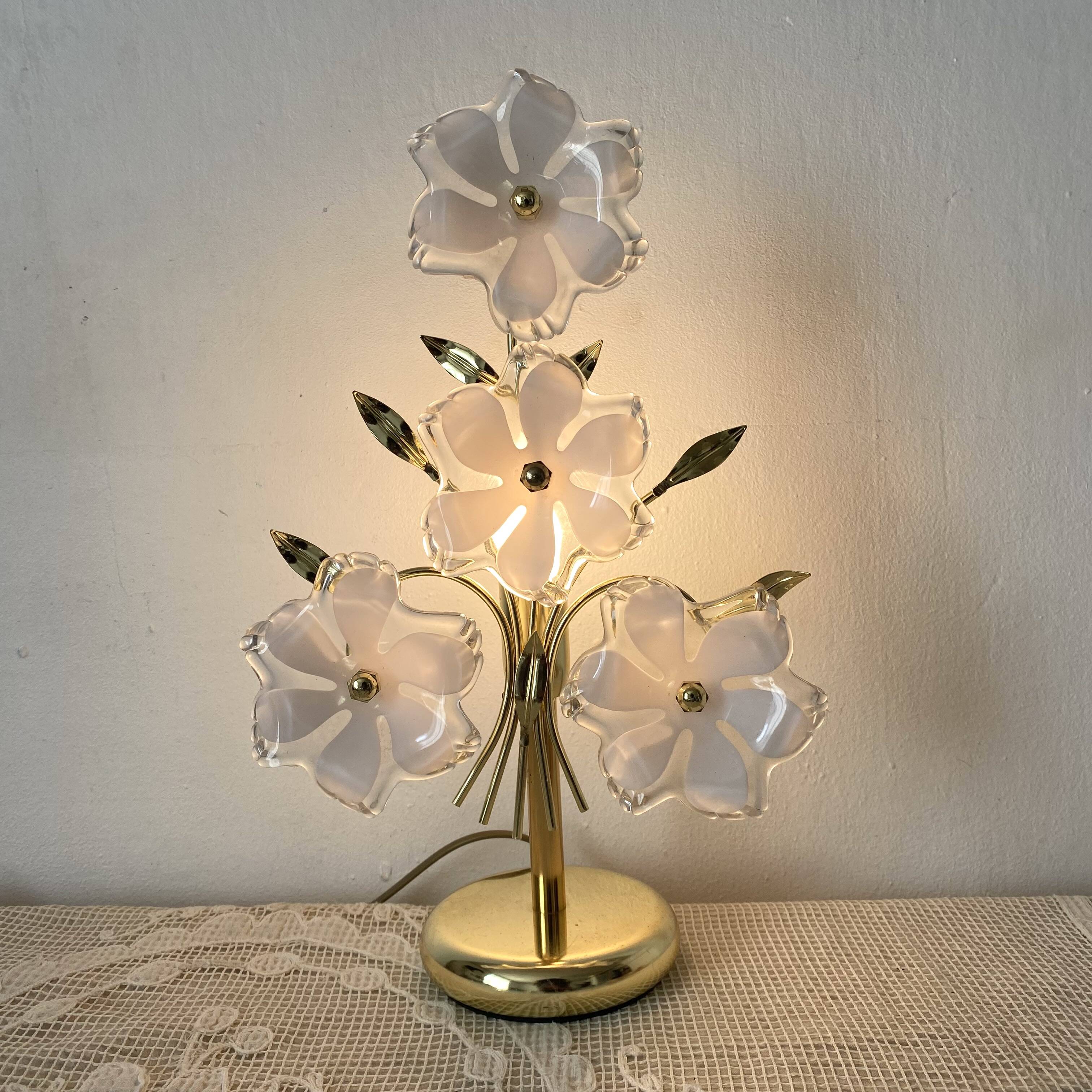 Murano glass flower lamp, Italy 1970-80