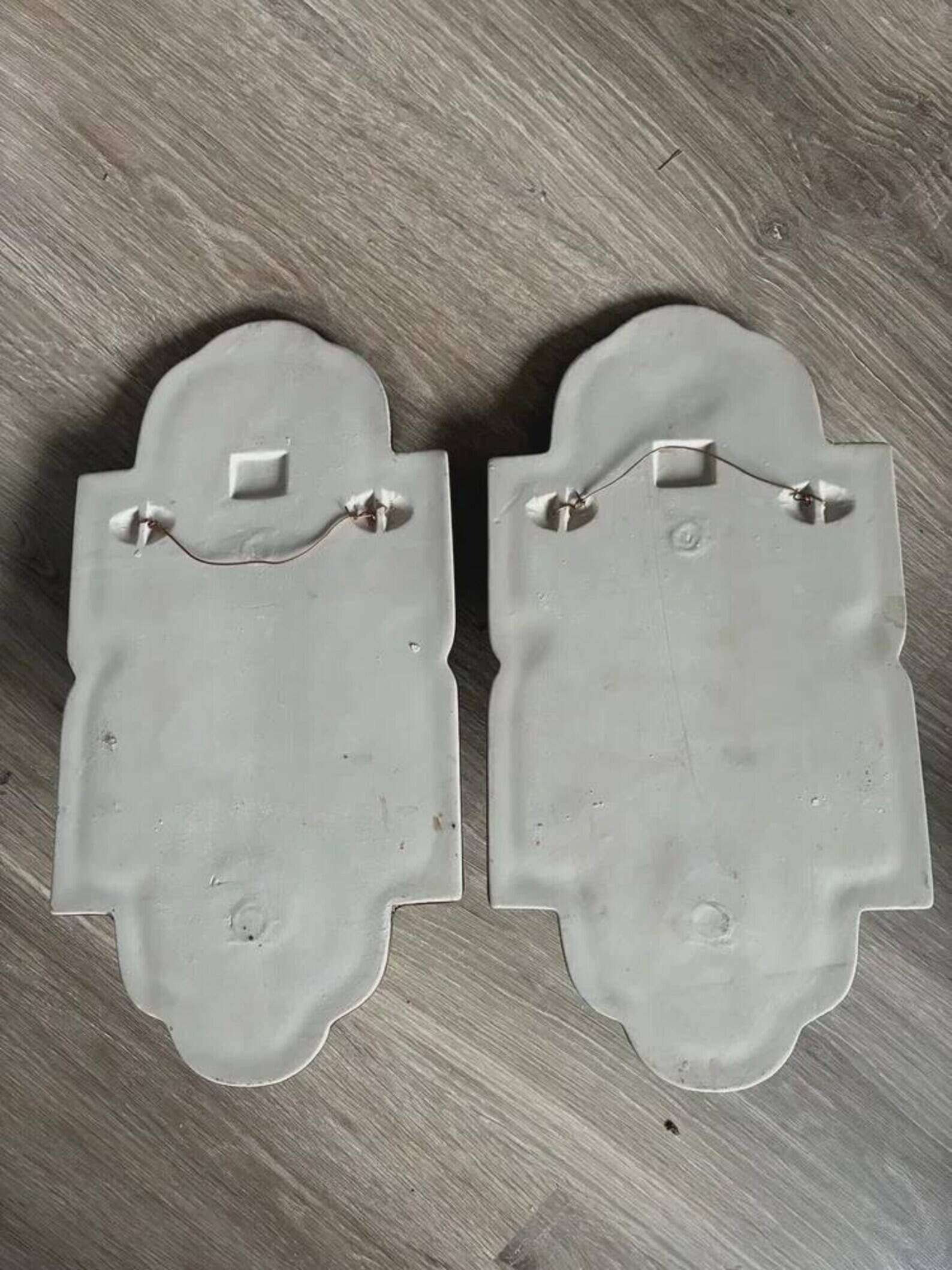Vintage Margareta Hennix Ceramic Pair Wall Candle Sconces for Gustavsberg