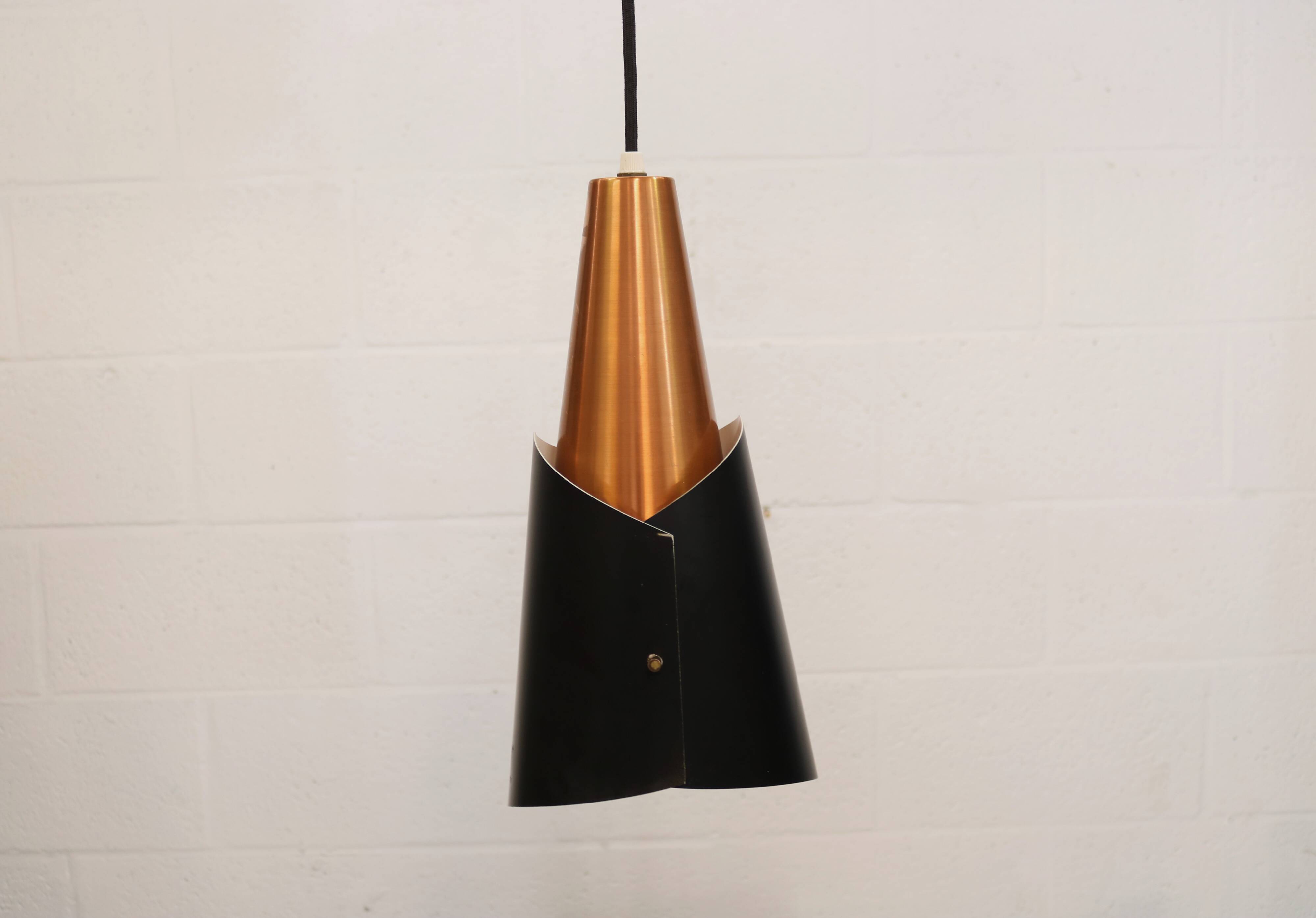 Danish Modern Copper / black  design lamp - 1960s Style