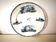 Round serving dish, ironstone, Creil and Monterau, white and navy blue