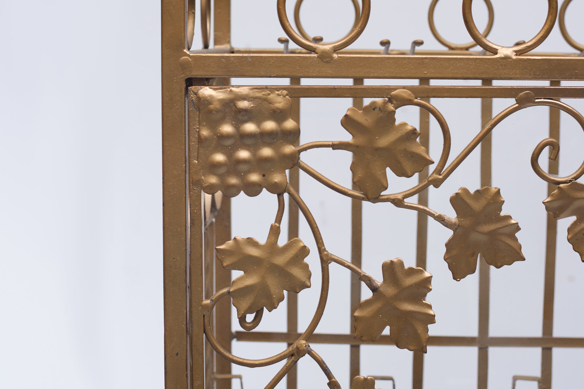 Gold metal wine rack or cocktail bar, 1950s, italy