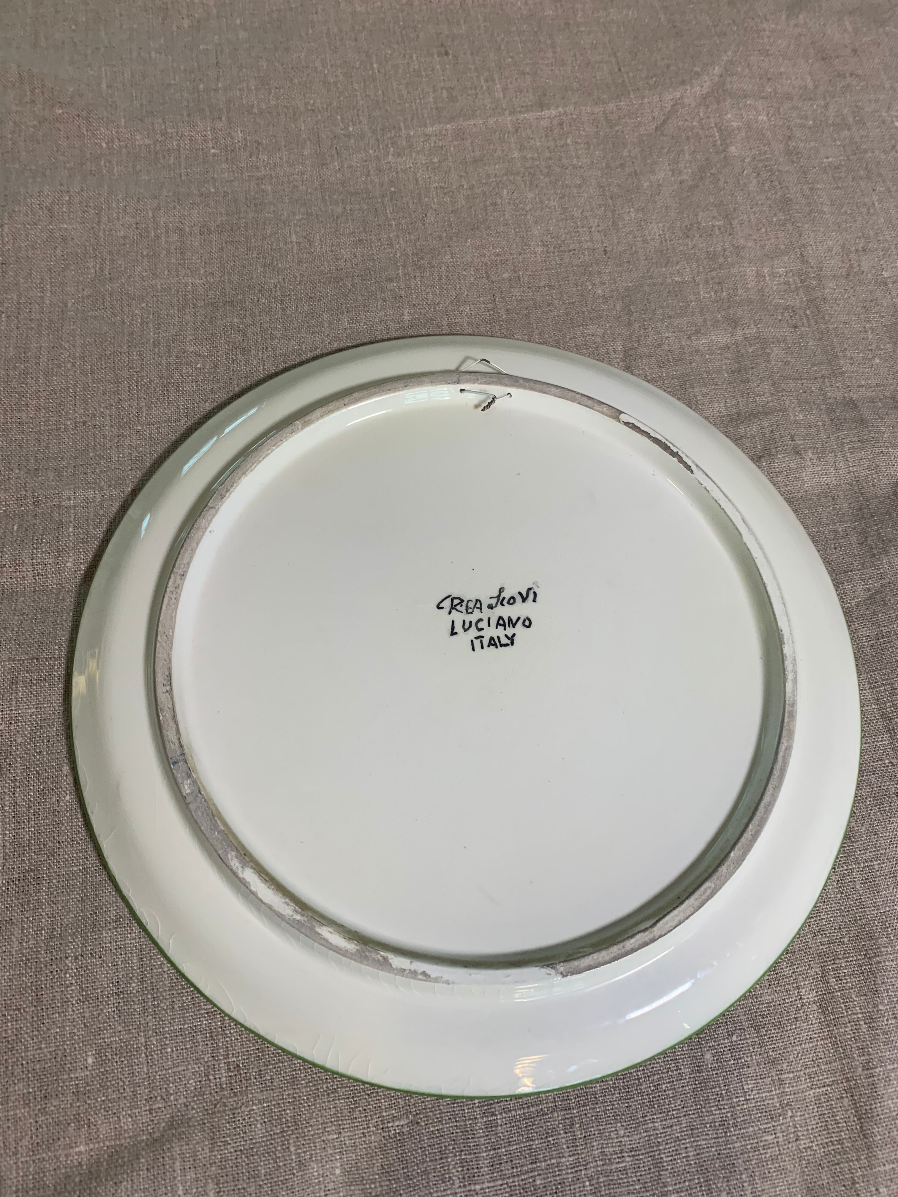 Decorative plate to hang fruit glazed fruit signed Creasiovi Luciano