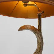 Hollywood Regency Brass Cobra Table Lamp with Brown Shade, France, 1970s