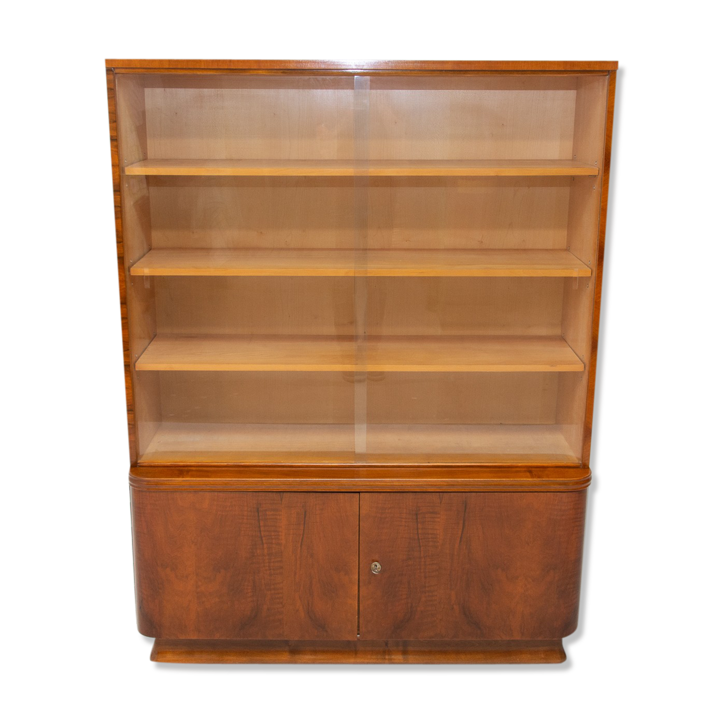 Bibliothèque vintage en noyer, années 1960, Tchécoslovaquie