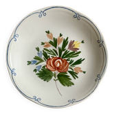 Gien Vintage Plate with Floral Pattern and Blue Border