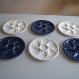 6 white porcelain oyster plates
