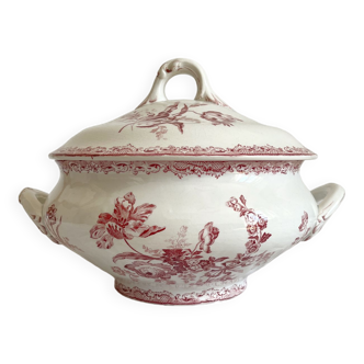 Fontanges iron earthenware soup tureen, Sarreguemines