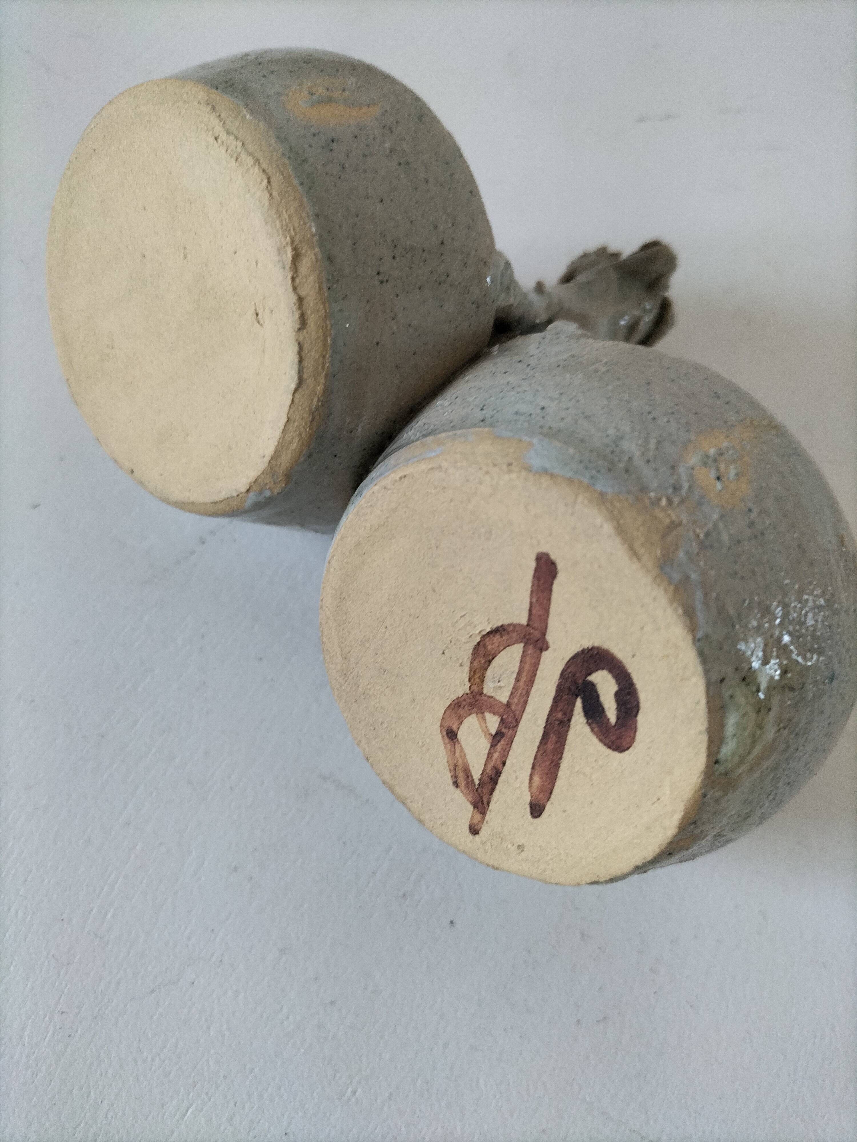 Salt and pepper shakers in glazed stoneware with dog – Handmade pottery