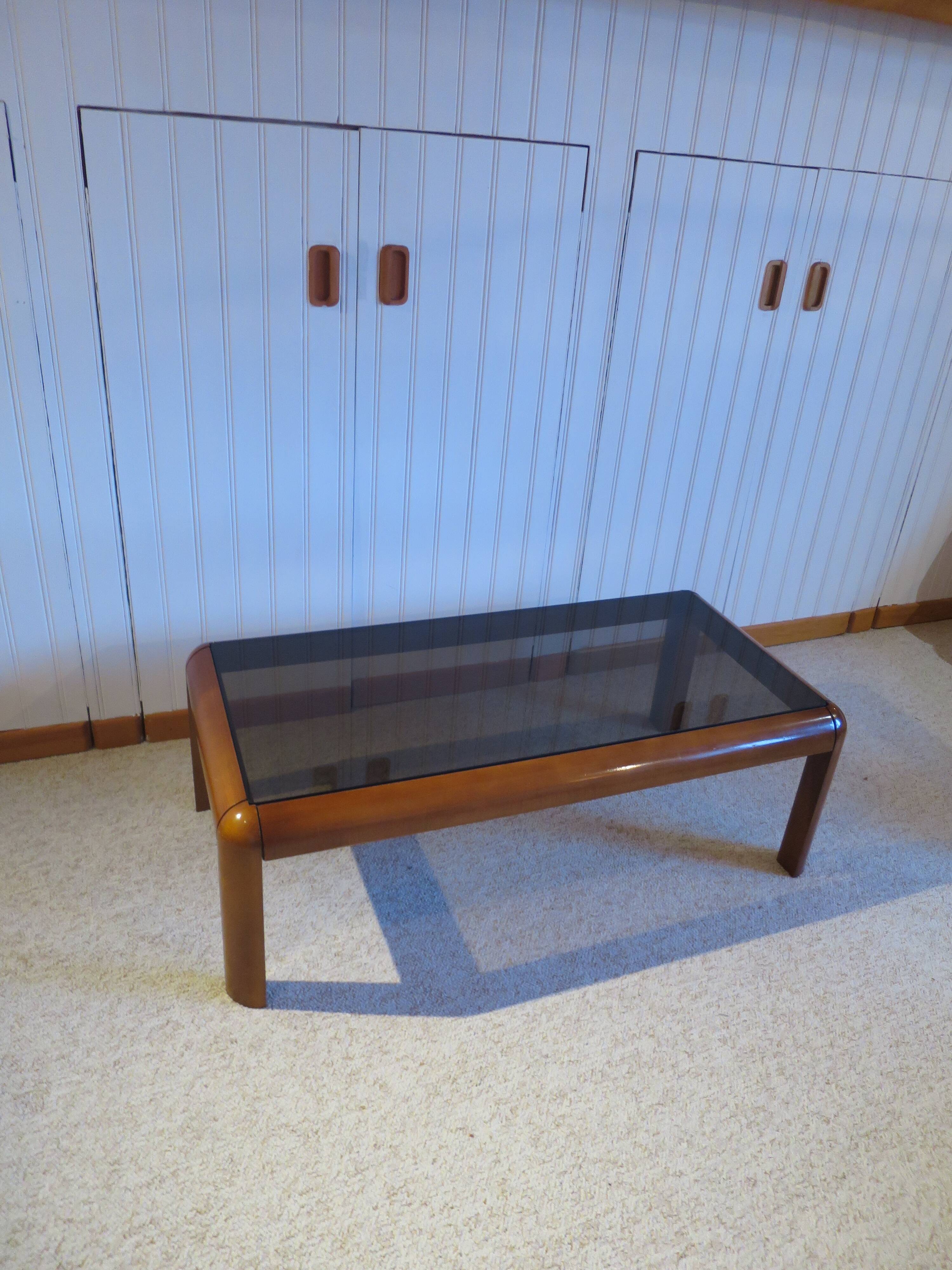 Cherry and glass coffee table